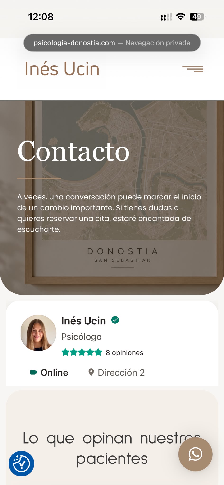 Versión móvil responsive del proyecto Inés Ucin